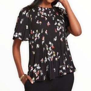 Ann Taylor Pleated Floral Top